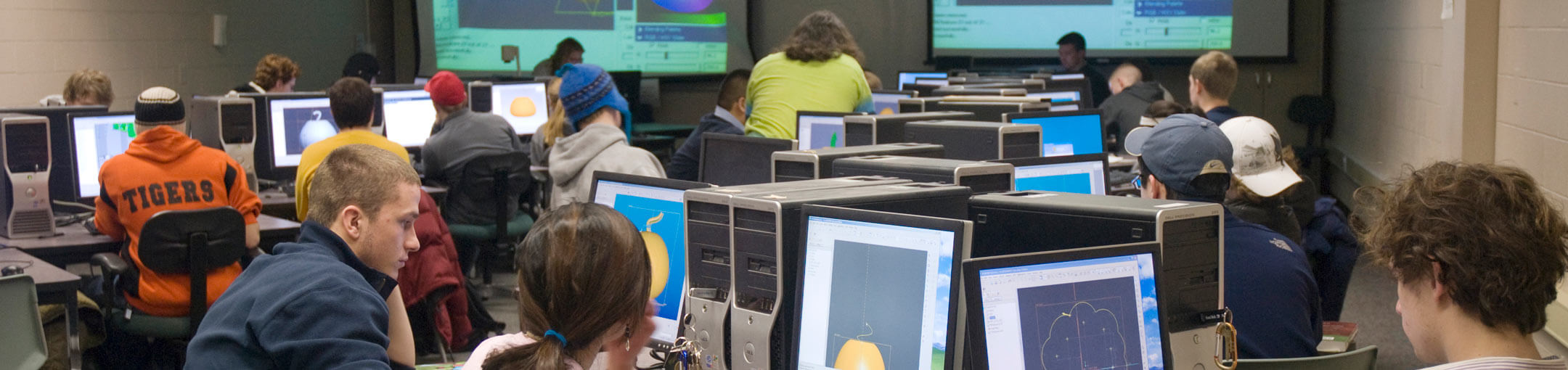 students working in the HCI lab