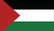 black white and green stripped flag with red triangle emerging from the left side of the flag
