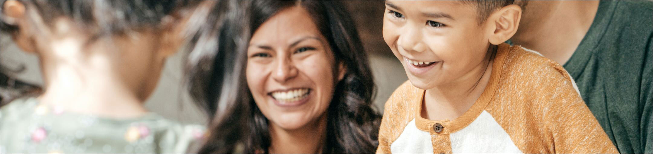 A family laughing together.