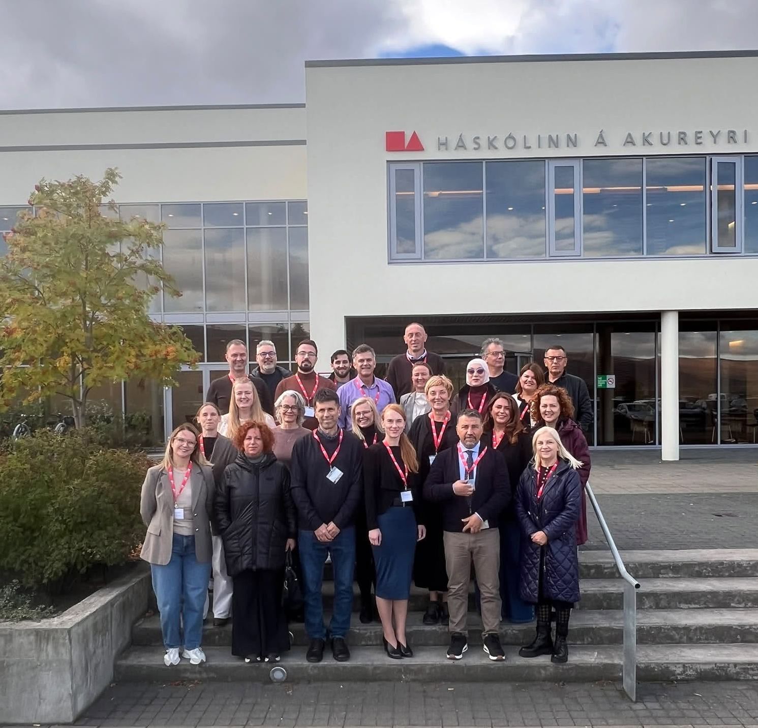 picture during consortium in front of the university in Iceland