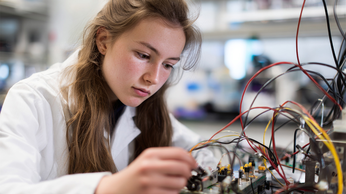 student during electrical engineering class
