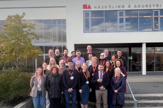 picture during consortium in front of the university in Iceland
