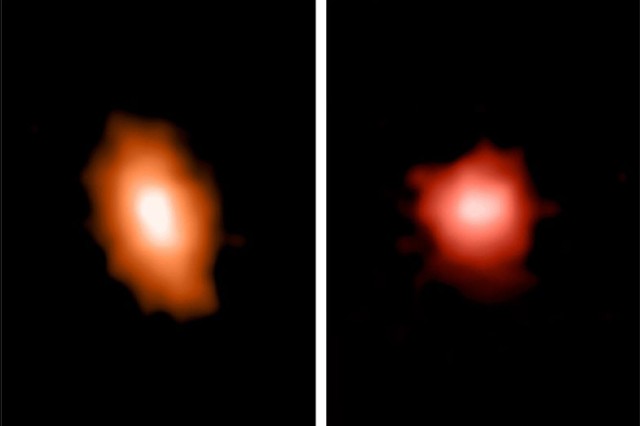 two distant galaxies captured by the James Webb Space Telescope.