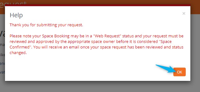 Screenshot of booking confirmation dialog