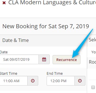 Screenshot of recurrence options