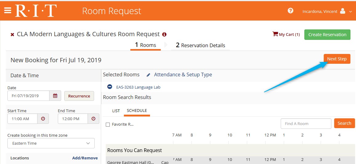 Screenshot of skipping recurrence options