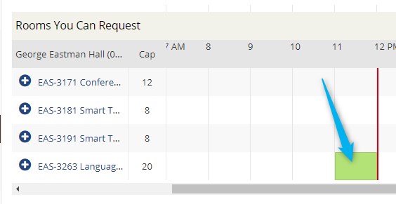 Screenshot of room availability interface