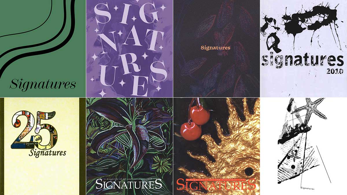 collage of eight magazine covers with varying designs.