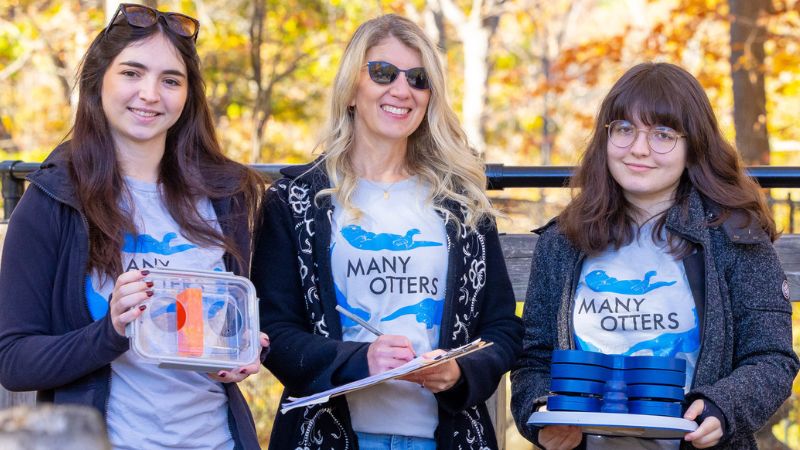 rose and another student along with prof delong at the zoo doing research