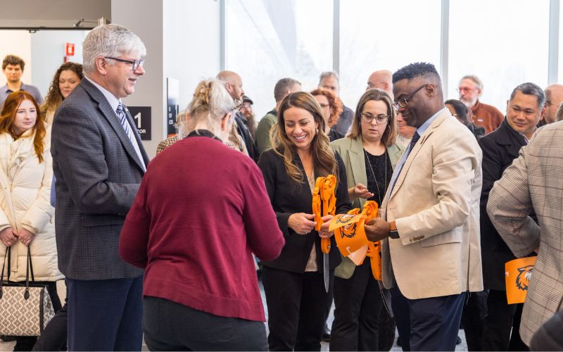 dean martin together with president sanders and college of science dean at the ribbon cutting