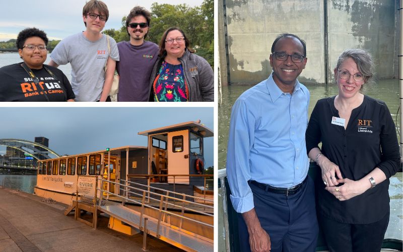 a montage of three images from the erie canal boat tour