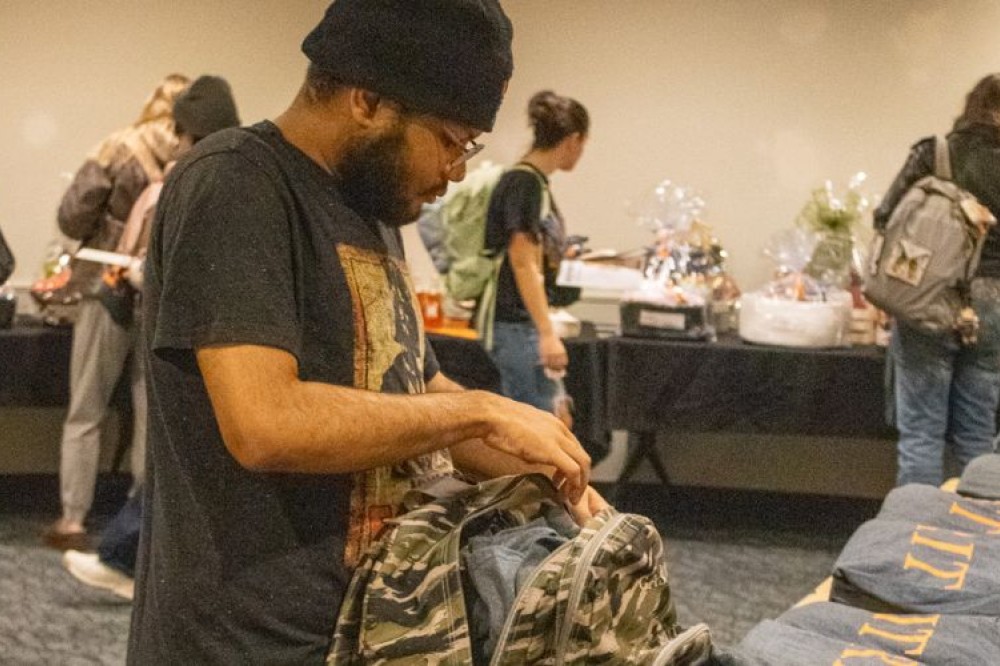 students get swag at grad fair