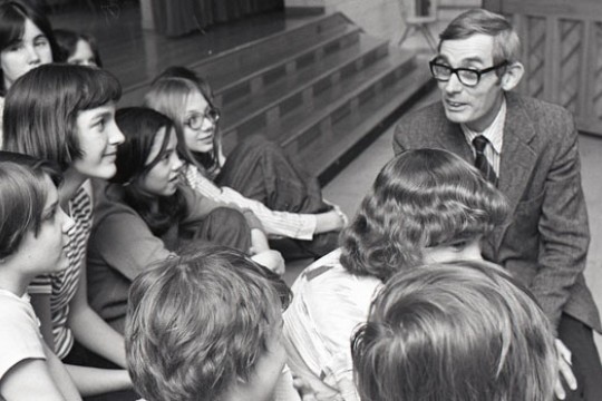 Professor teaching students