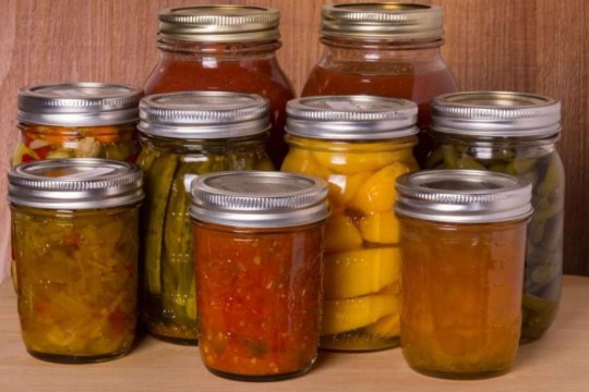 jars of canned produce.