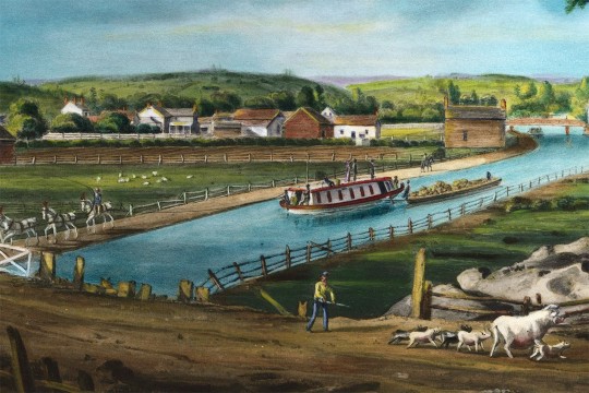 a painting of the erie canal in the 1800s