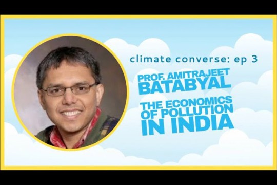 a headshot of Amit Batabyal appears against a background of clouds and his name in blue text