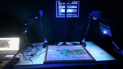 Imaging lab equipment used to examine artwork