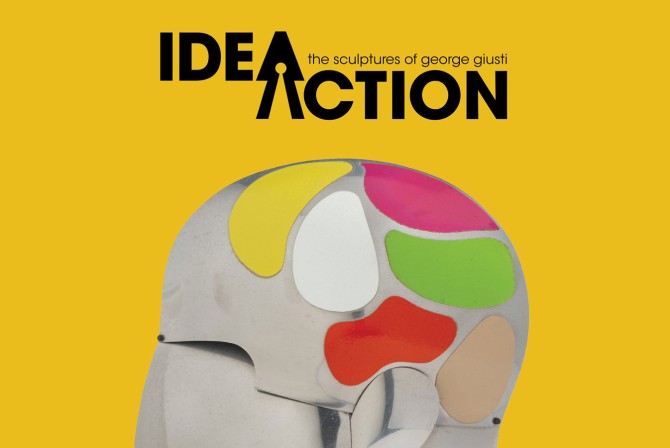 Poster for the IDEA Action exhibit. A human head with various parts of the head with various areas of color