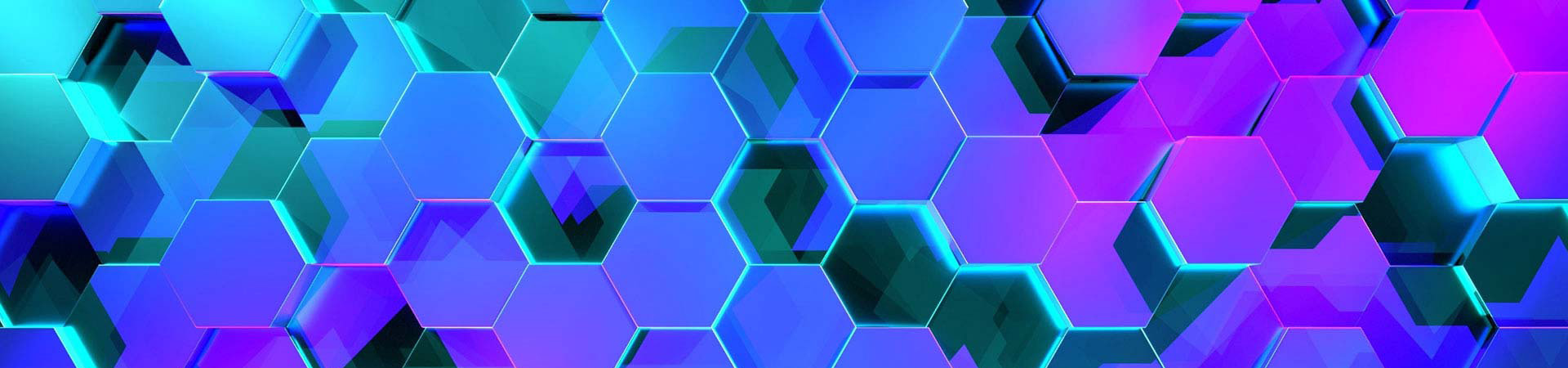 a graphic of blue and purple hexagons.