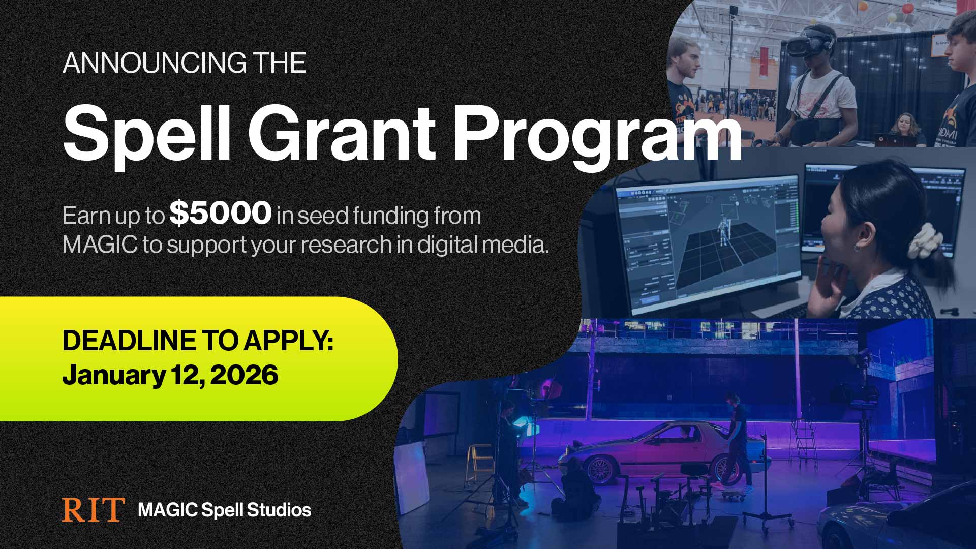 Graphic that shows photos of students and staff at MAGIC