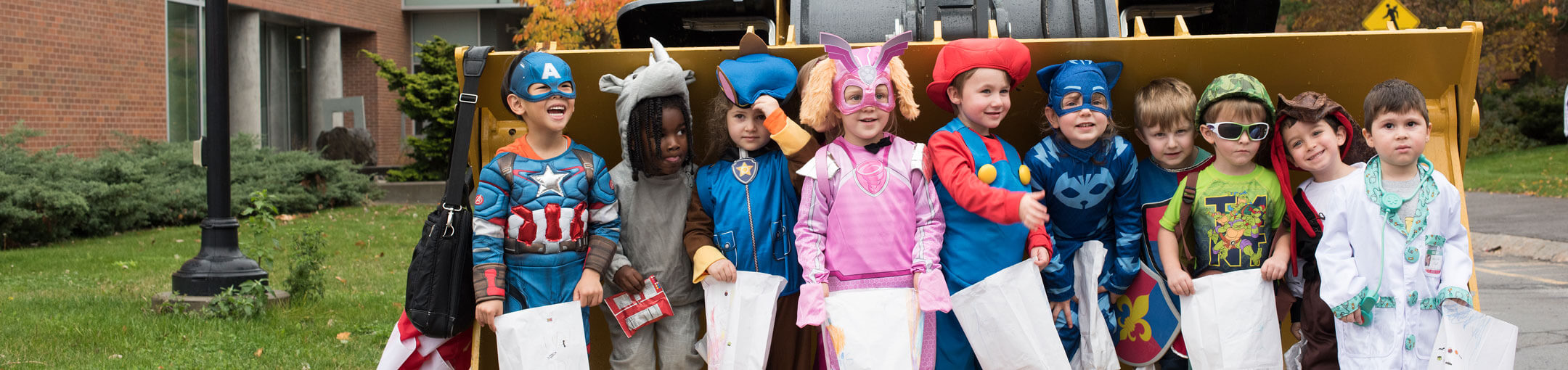 Preschoolers dressed up for Halloween. 