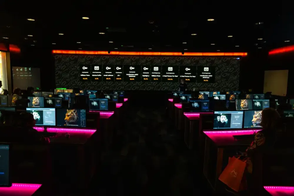 Dark room with computers