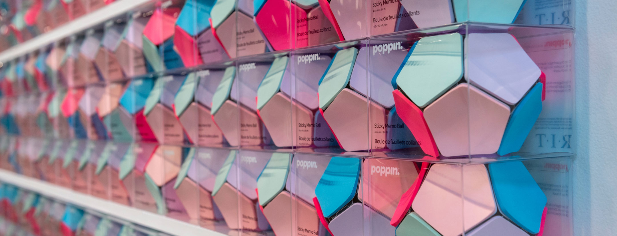 a wall of colorful cubes