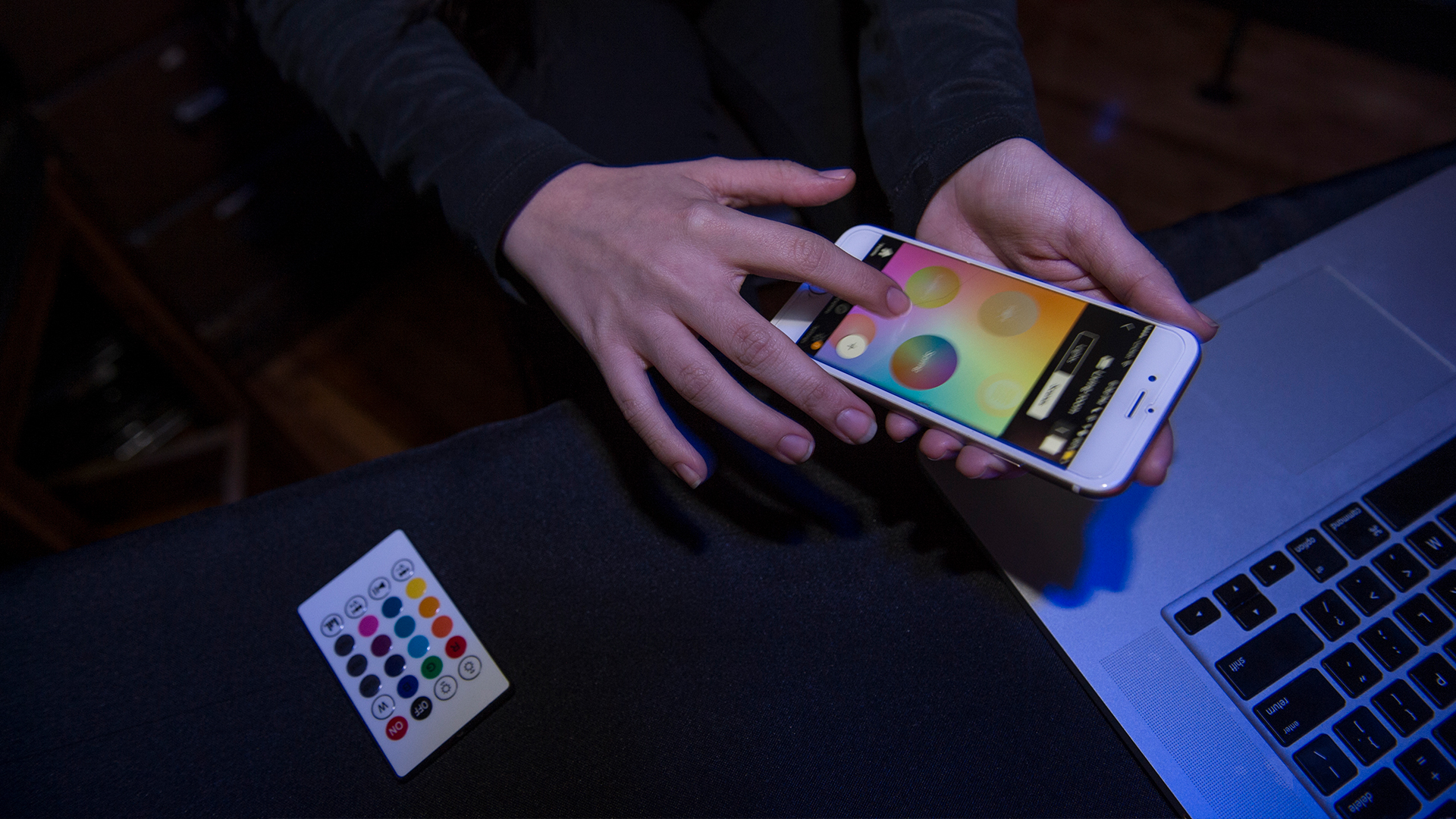 Close up of someone interacting with iphone app 