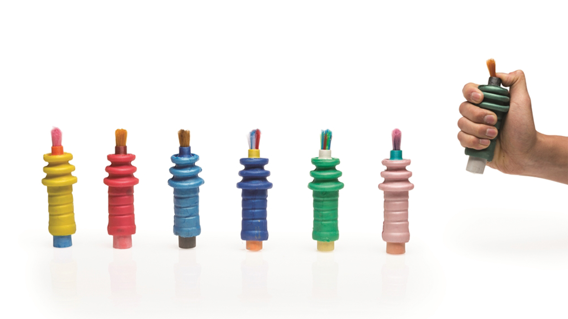 Squishy Holder, bristles on one end and chalk on the other, in assorted colors