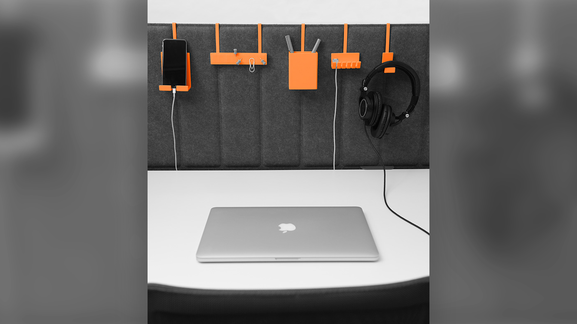 Desk accessory holder hooks 
