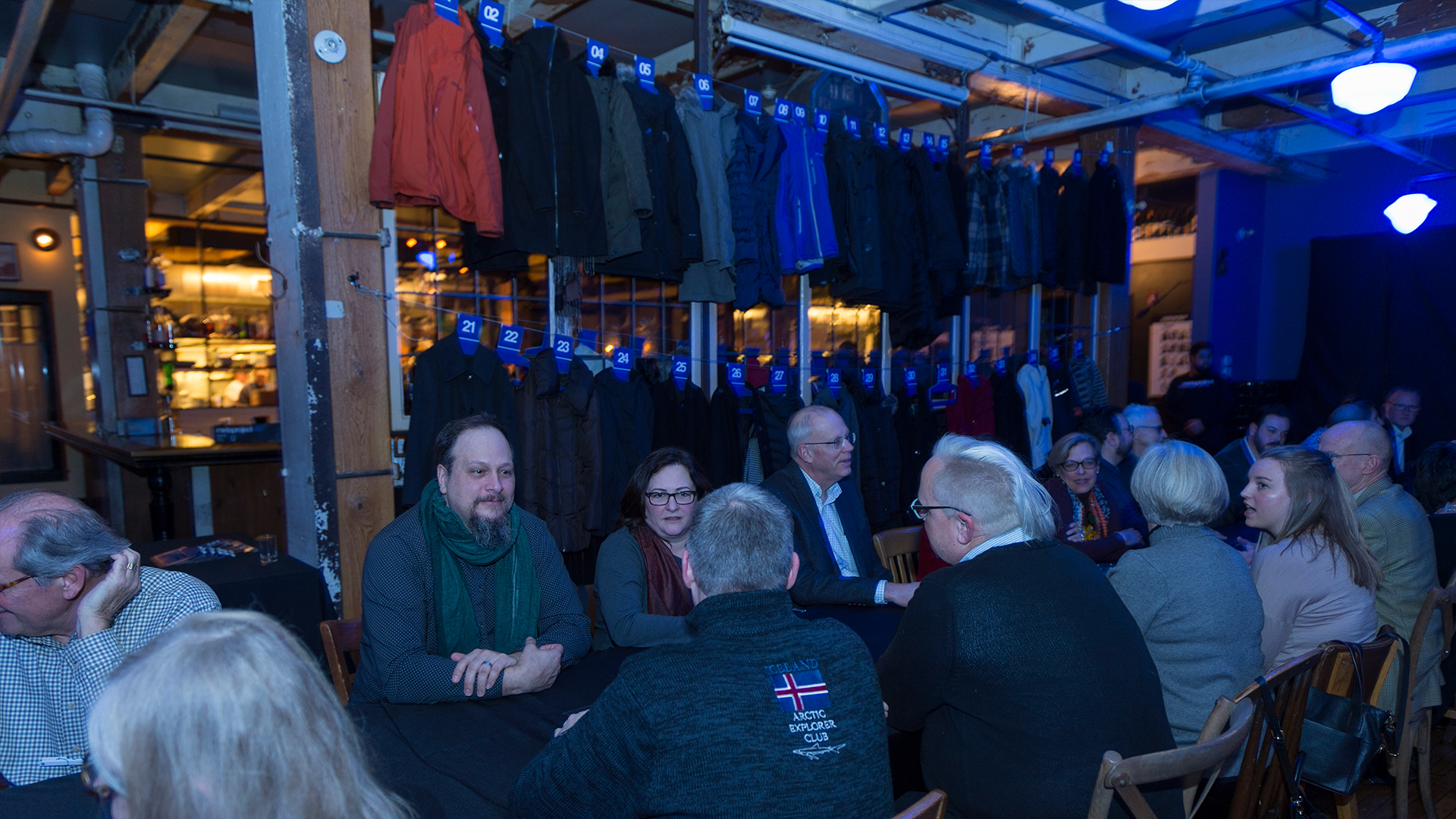 Coats hung up around dining space for easy visual assurance for guest