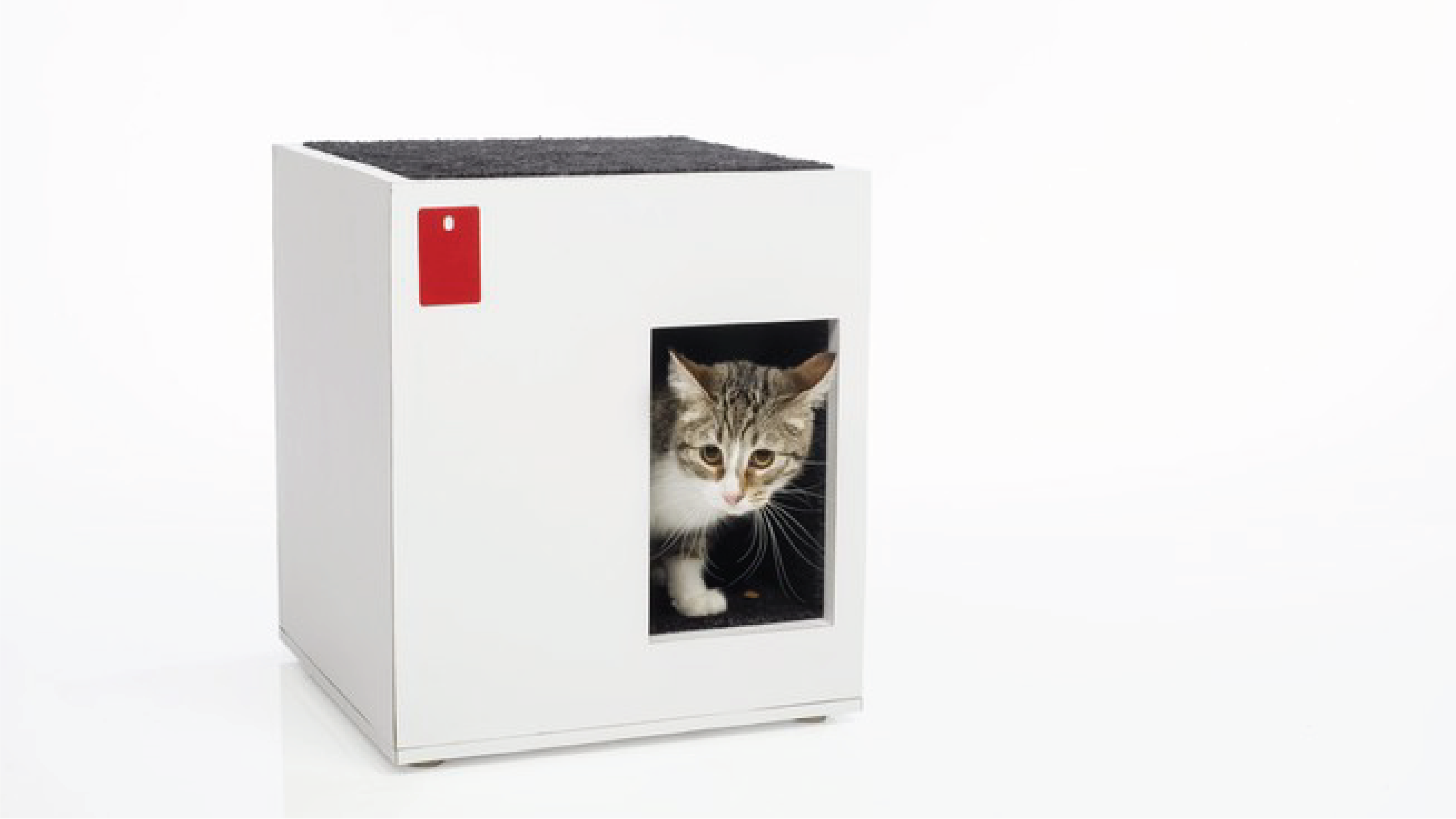 Stool with a pet house on the bottom.