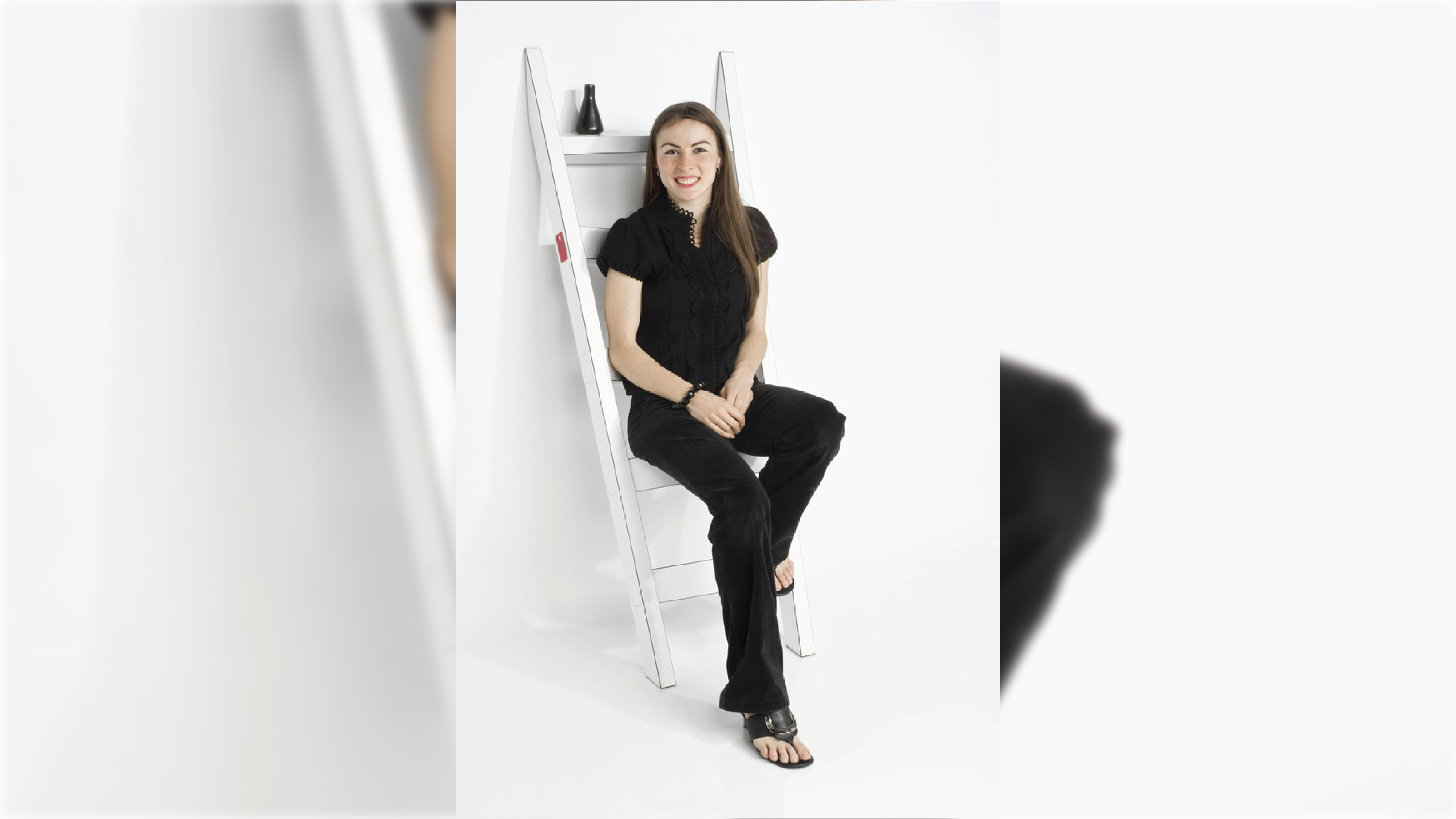 Student seating at the stair-shape seating device.