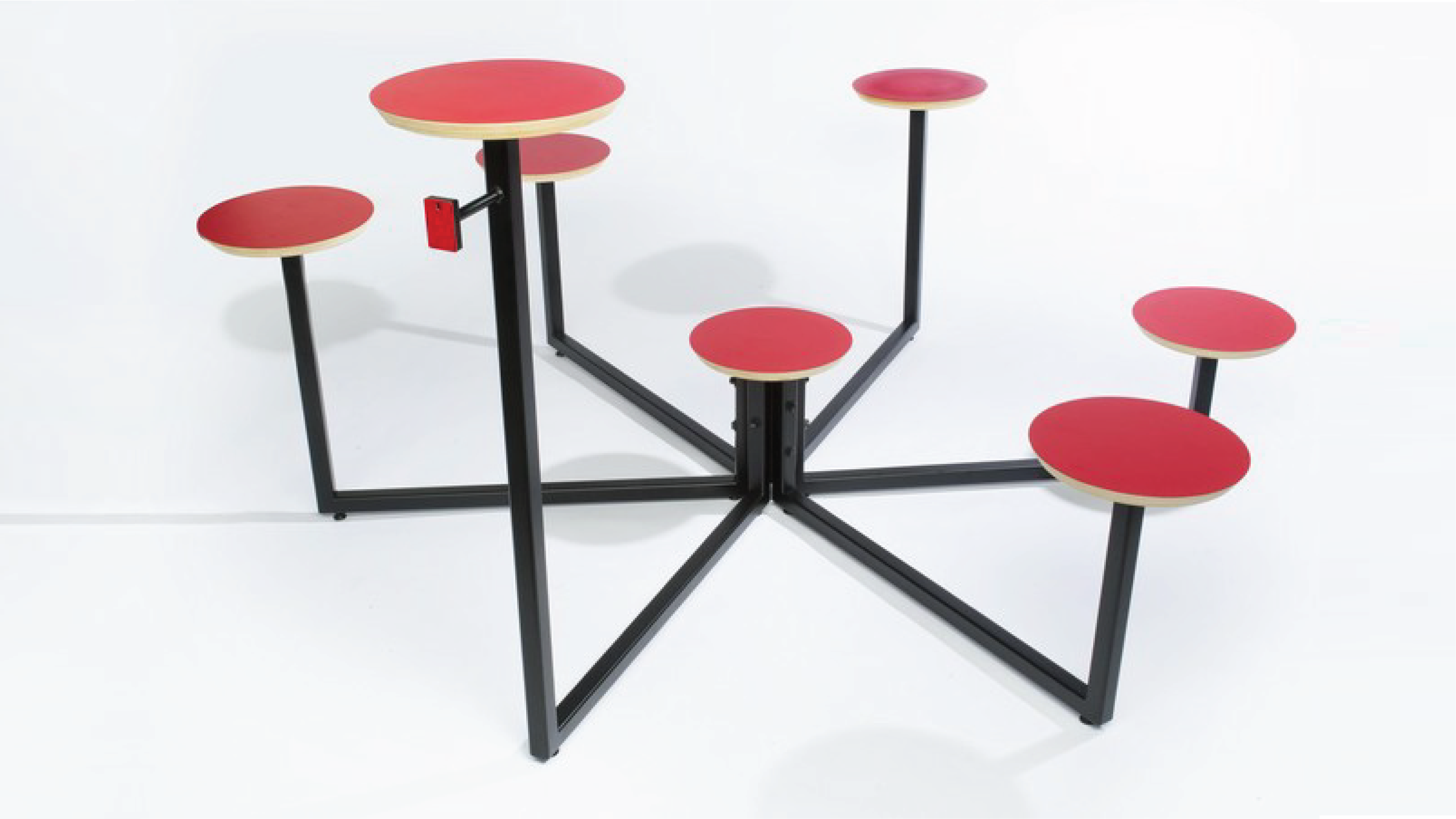 Hub with many different seating spaces connected.