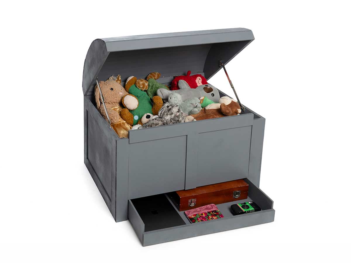 Photo of Treasured Chest model with the top and the bottom draw open.