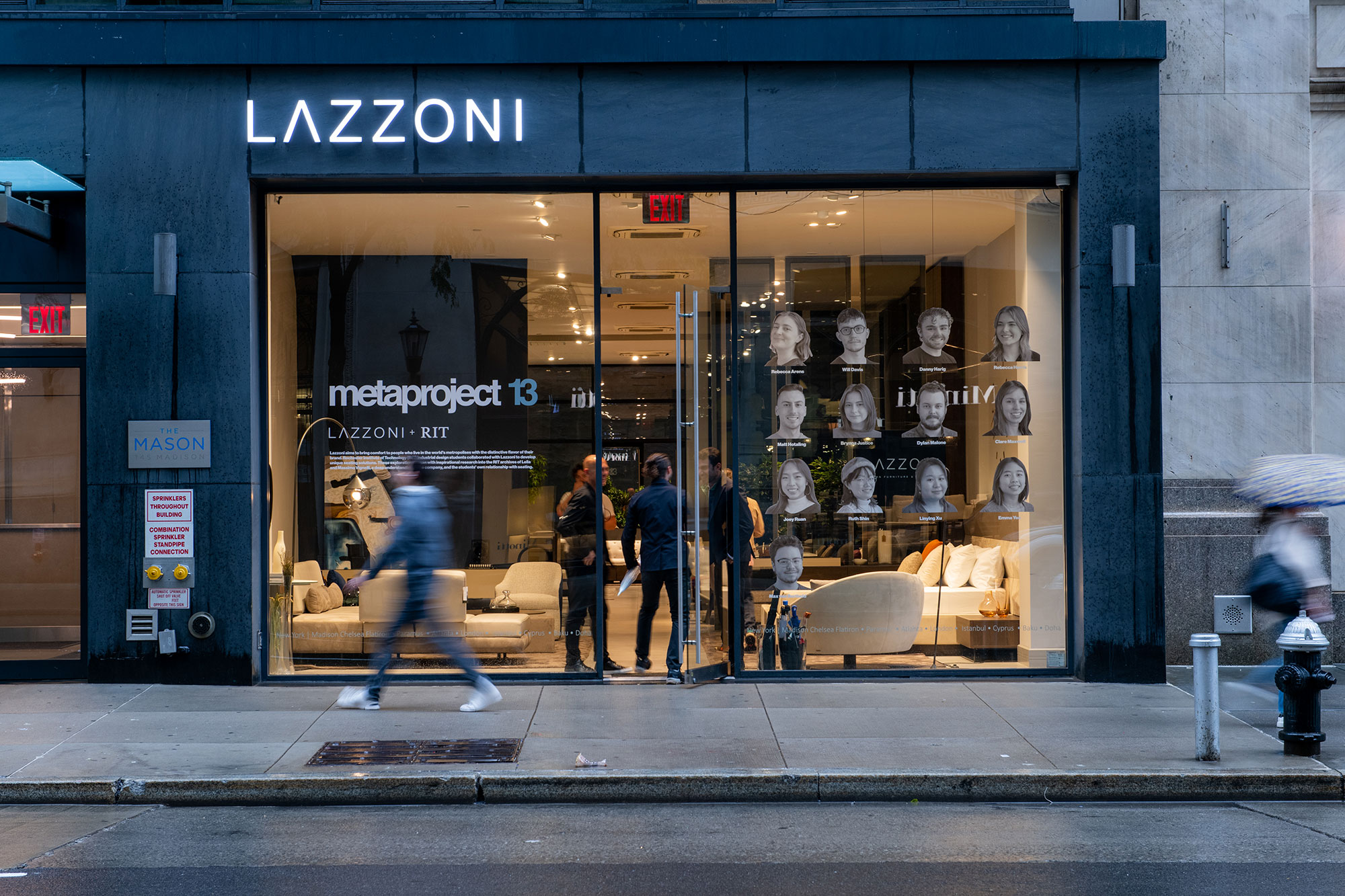 a store called Lazzoni with someone walking in front
