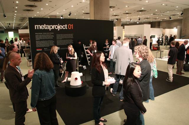A group of people at ICFF in New York City.