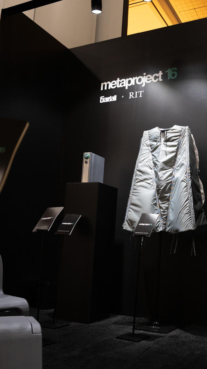 Metaproject 16 student work displayed at the Gardall booth during ICFF 2026.