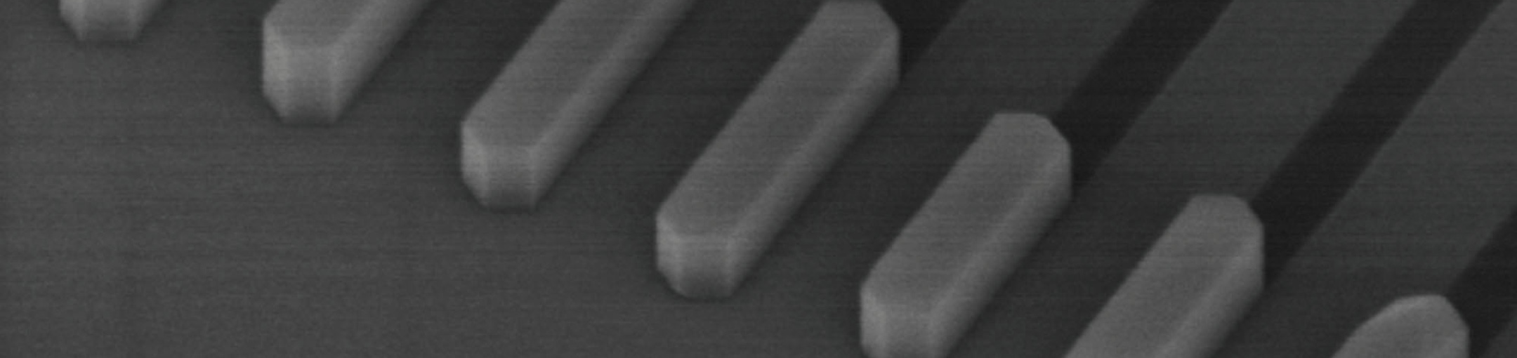 black and white image of uniform rectangular raised objects from a flat surface