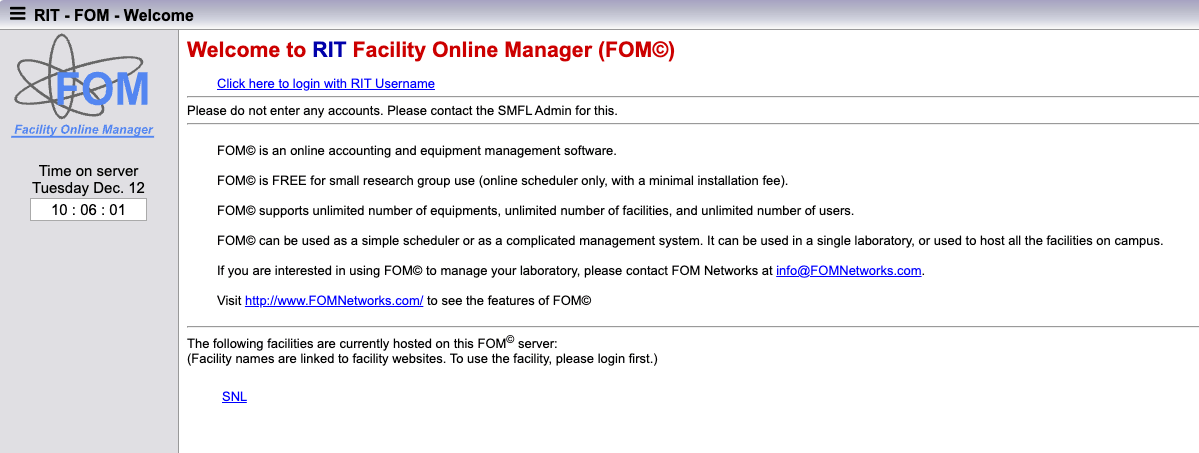a screenshot of the FOM website homepage