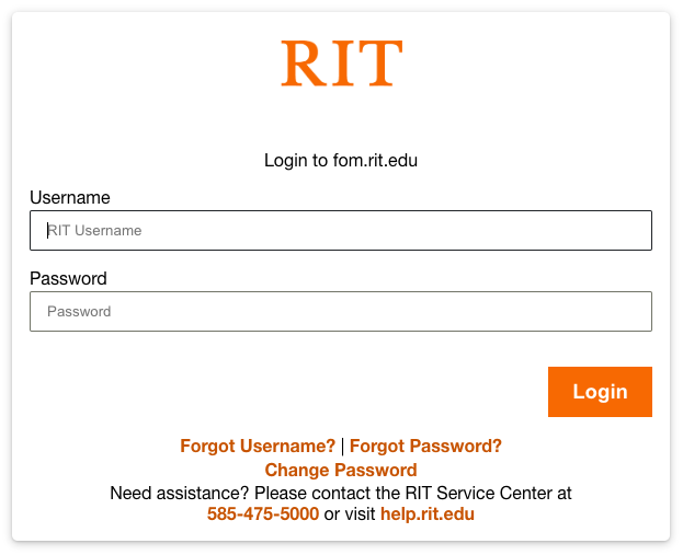 a screenshot of the RIT login form