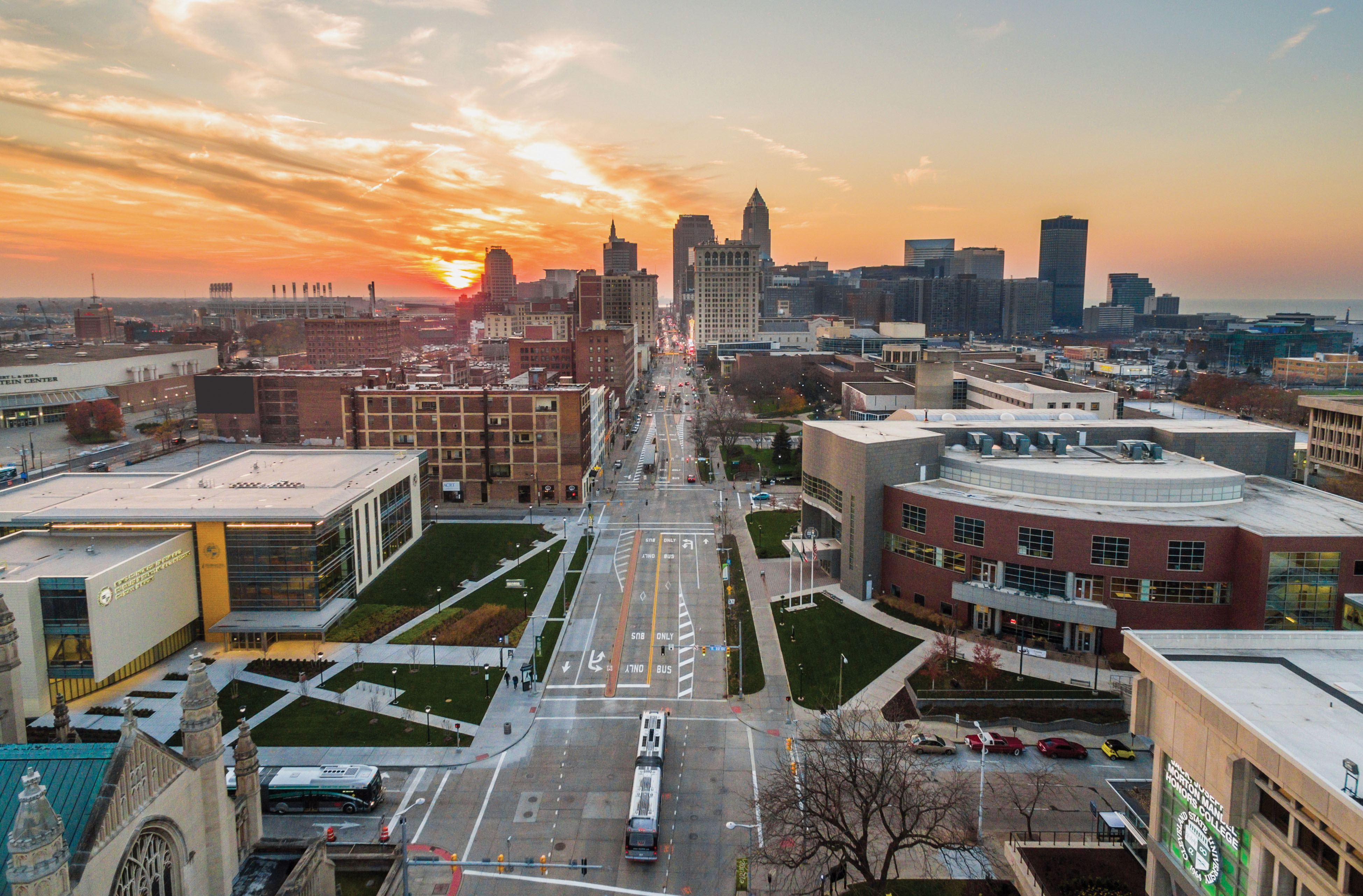 A view of downtown Cleveland, OH from the CSU campus