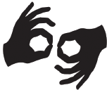Graphic of ASL sign for interpret
