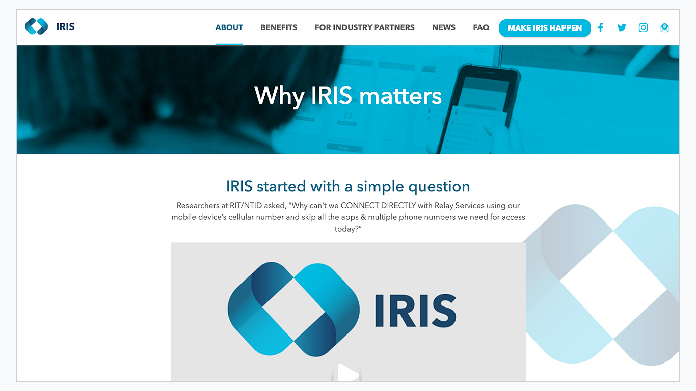 Screenshot of the IRIS website