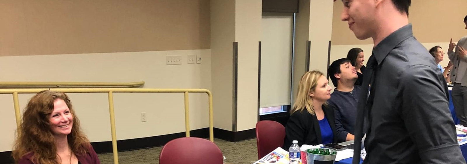 recruiter talking with students