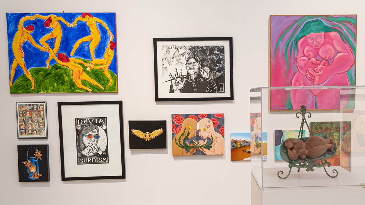 Dyer Arts gallery wall of artwork