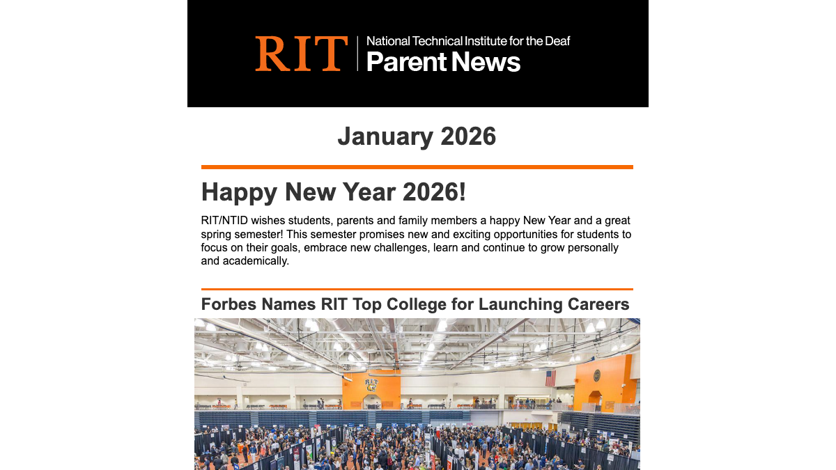 Screenshot of the Parent News newsletter