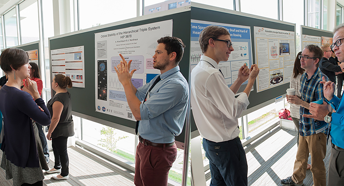Students presenting at research fair