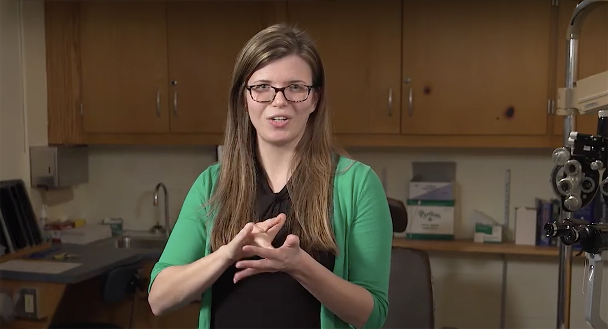 Clinician in optometry clinic