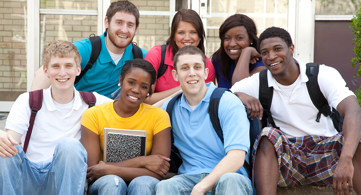Multicultural College Students outside on campus